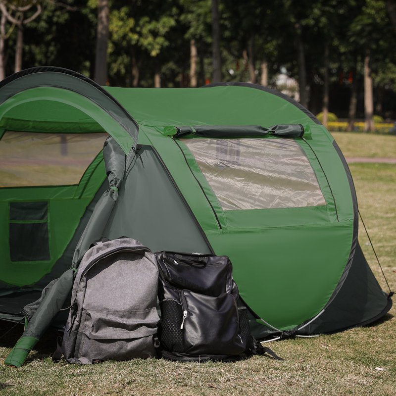 3 Person Automatic Pop Up Camping Tent Waterproof Portable Hiking Instant Cabin MoNiBloom Color Green Gray